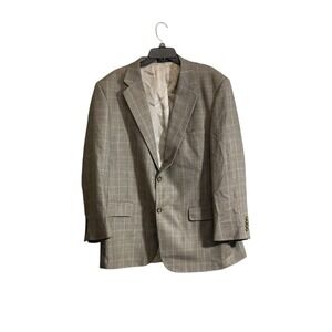 Oak Creek Wool Silk Blazer Mens 46R Glen Plaid Academia Office Career